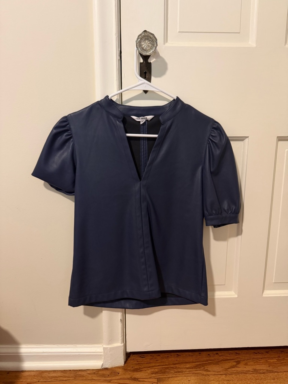 Steve Madden Short Sleeve Faux-Leather Top